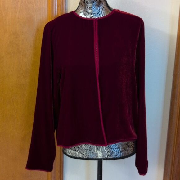 Eileen Fisher velvet jacket burgundy red size M - Picture 2 of 10